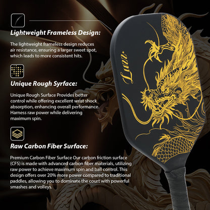 Luzzpickleball Imperial Dragon Paddle(14mm)T700 Carbon Friction Surface|Thermoformed